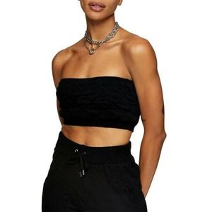 TopShop Knitted Quilted Bandeau In Black Size 12